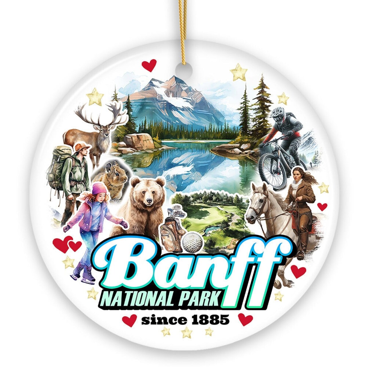 Artistic Banff National Park Ceramic Ornament, Vintage Canada Souvenir and Christmas Decor